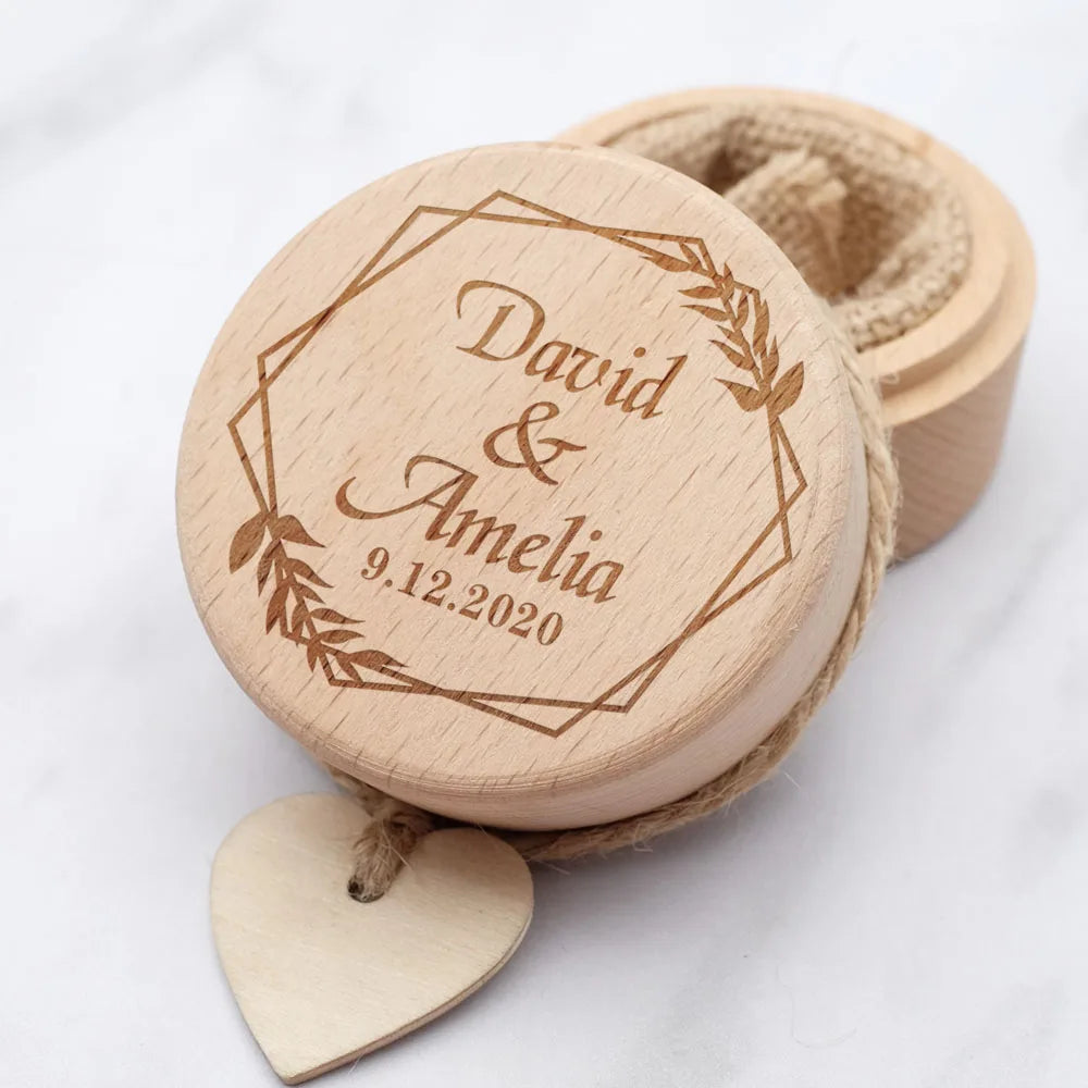 Custom Ring Box Personalized Wedding Ring Bearer Box Proposal Wood Rings Holder Jewelry Organizer Engagement Wedding Decoration