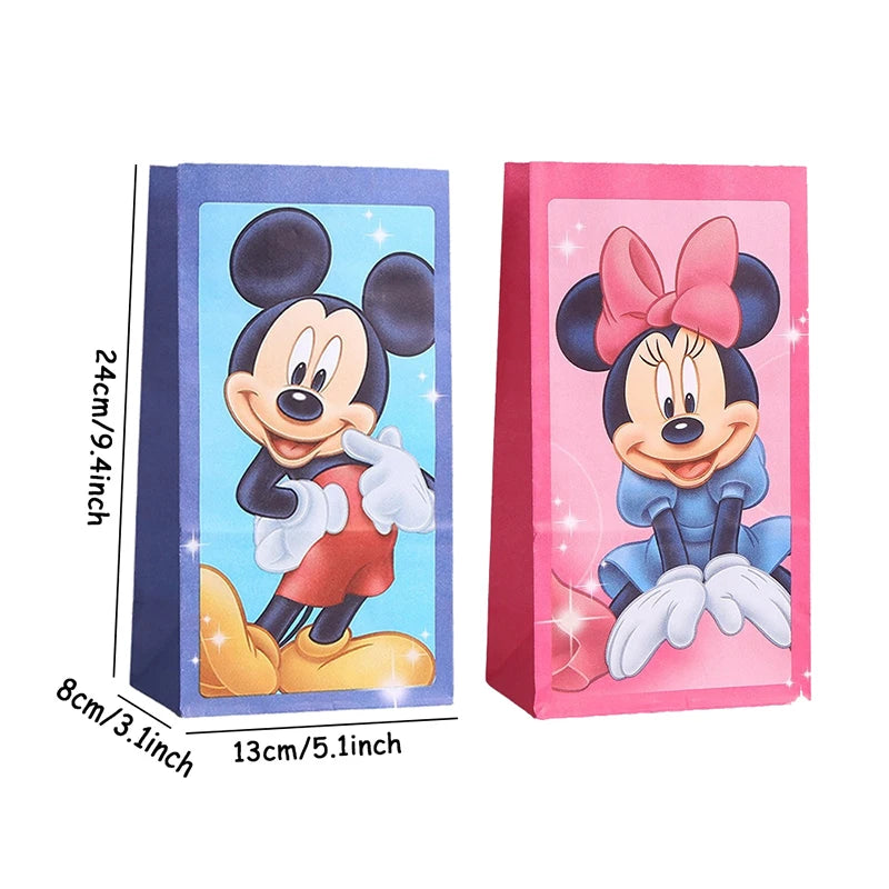 10/20pcs Minnie Mouse Paper Candy Box Gift Bags Popcorn Box Kids Mickey Birthday Party Decoration Gift Bag Baby Shower Supplies