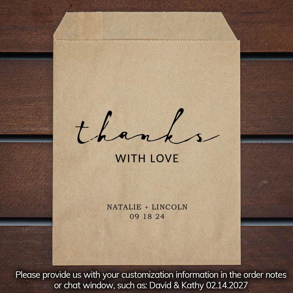 50 PCS Personalized Wedding Favor Bags Party Cookie Donut Candy Lottery Ticket Paper Reception Favor Bag For Guest And Friends