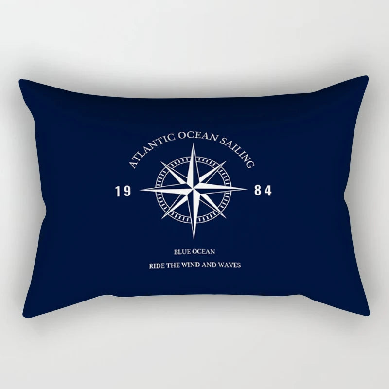 Blue nautical decoration compass waist pillowcase 30*50 home decoration sofa decoration cushion cover 40*60 can be customized