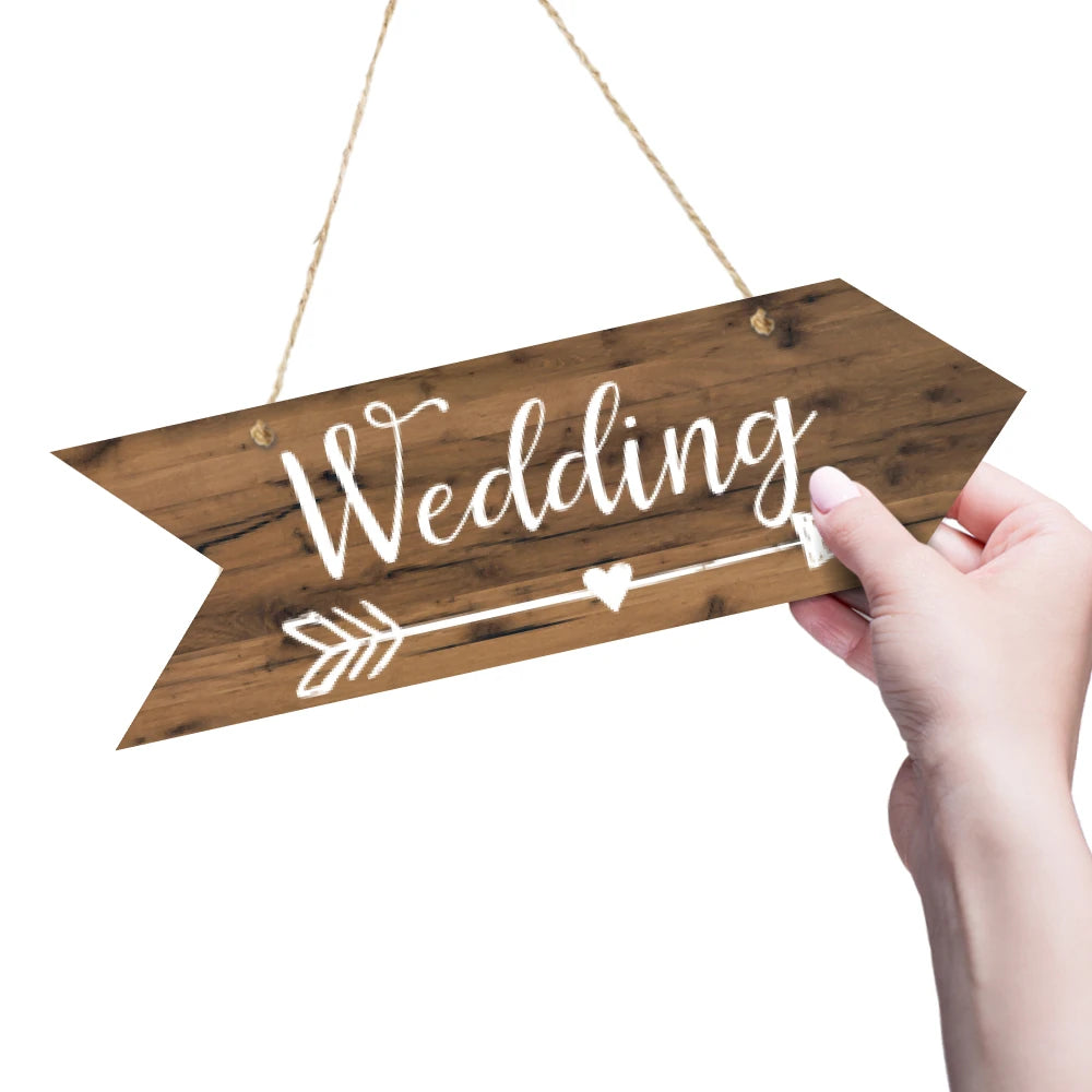 Putuo Decor Wedding Arrow Wooden Plate, Wood Plaque Welcome Guide Board for Marry Wedding Scene Sweet Love Irregular Sign