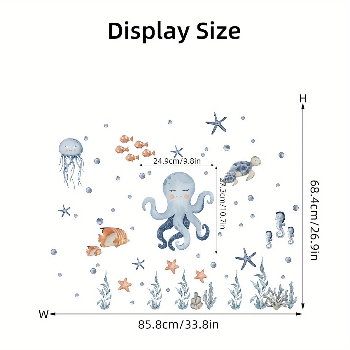 1Pc Cartoon Octopus Marine Animal Furniture Wall Stickers for Bedroom Living Room Decor Nursery Home Decoration Wall Decals
