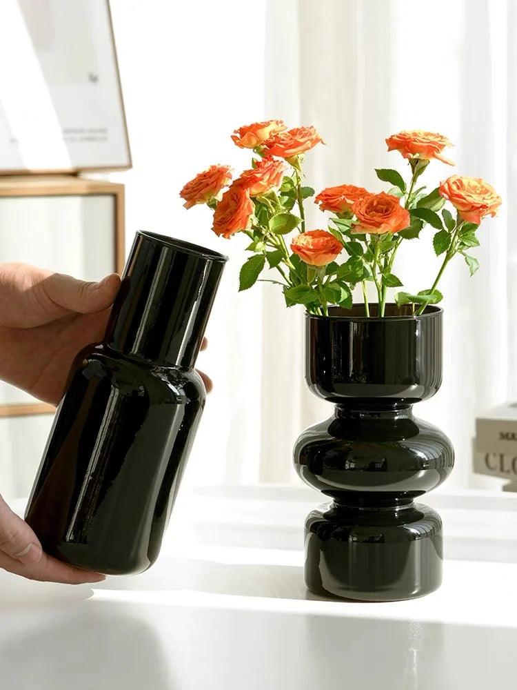 Retro Irregular Home Glass Vase Living Room Dining Table LLuxury Decoration Flower Vases