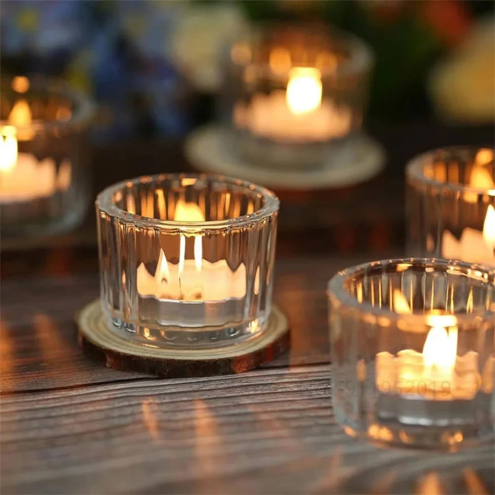 1pc Tealight Candle Holders Thick Clear Glass Tea Light Holder Bulk Votive Candle Holders for Wedding Table Decor Candle Holder
