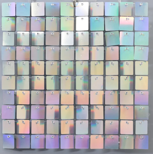 90x180cm Shimmer Wall Backdrop 18Pcs Iridescent Silver Sequin Shimer Wall Panels for Birthday Party Wedding Marriage Decorations