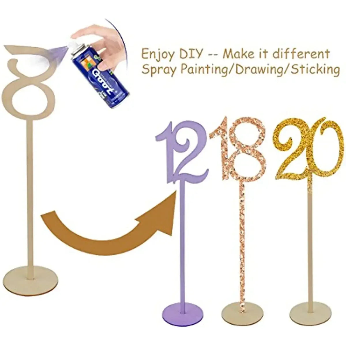 Wooden Table Numbers 1 To 20 Wood Wedding Table Number Signs with Holder Base for Wedding Party Table Home Birthday Decoration