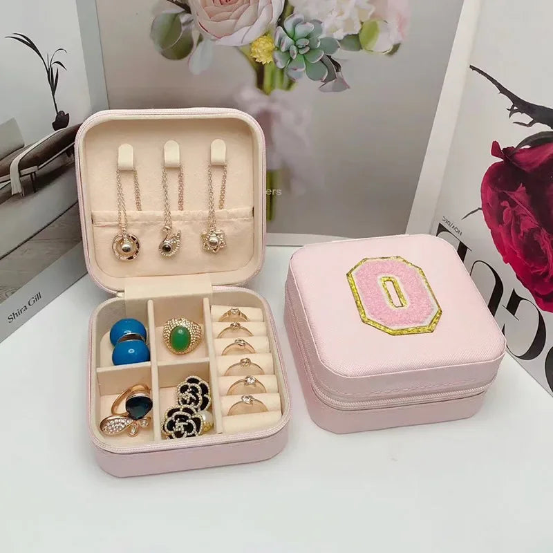 Mini Jewelry Storage Box Bridesmaid Gift Ideas Travel Jewelry Case Initial Letter with Name Birthday Party Box Mother's Day Gift