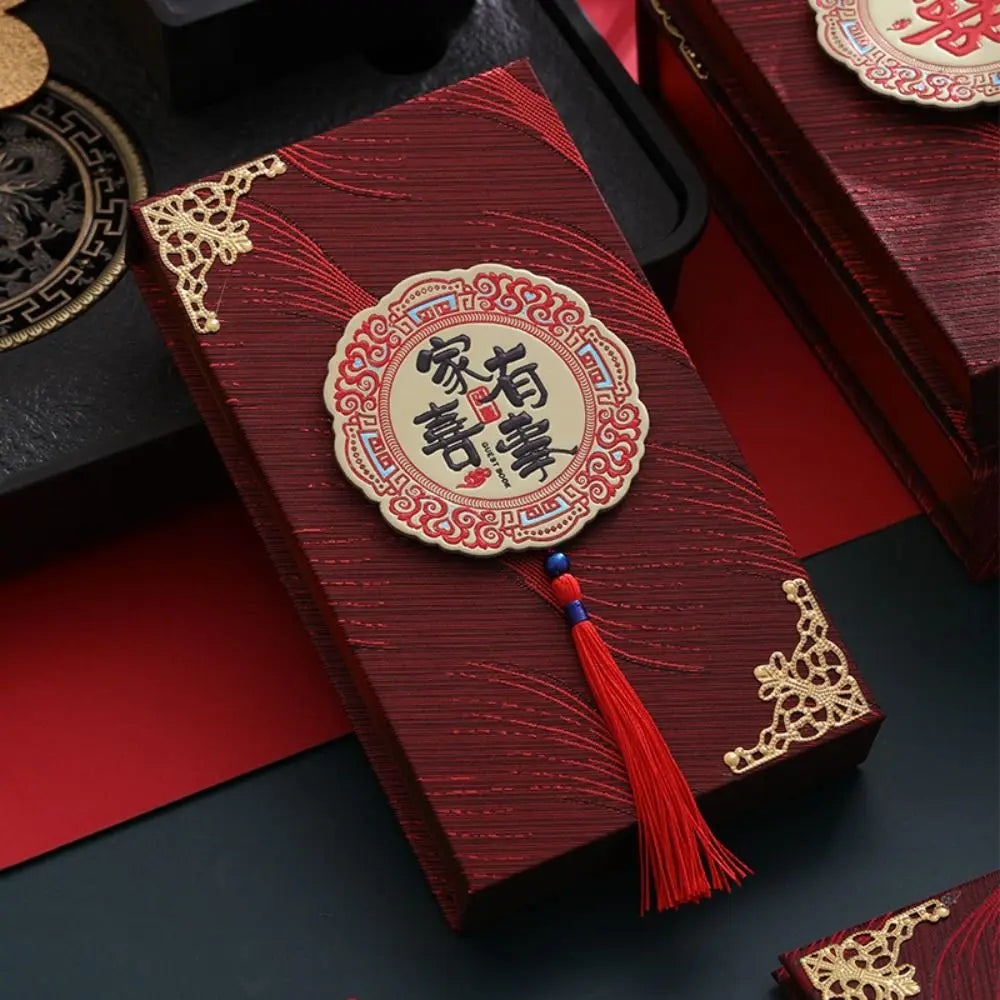 Chinese Wedding Gifted Box High-end Best Wishes Money Pocket Simple Traditional Blessing Red Envelop