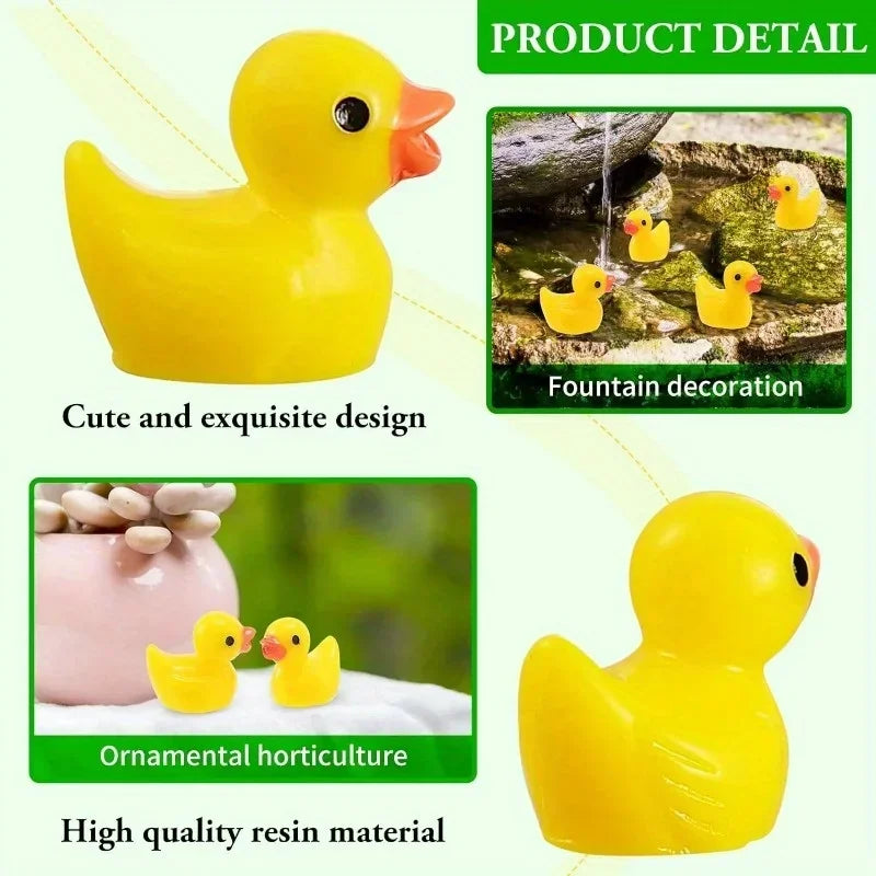 30/50Pc Mini Resin Yellow Duck Miniature Figures Micro Fairy Garden Landscape Doll House Dollhouse Potted Plants Cake Decor