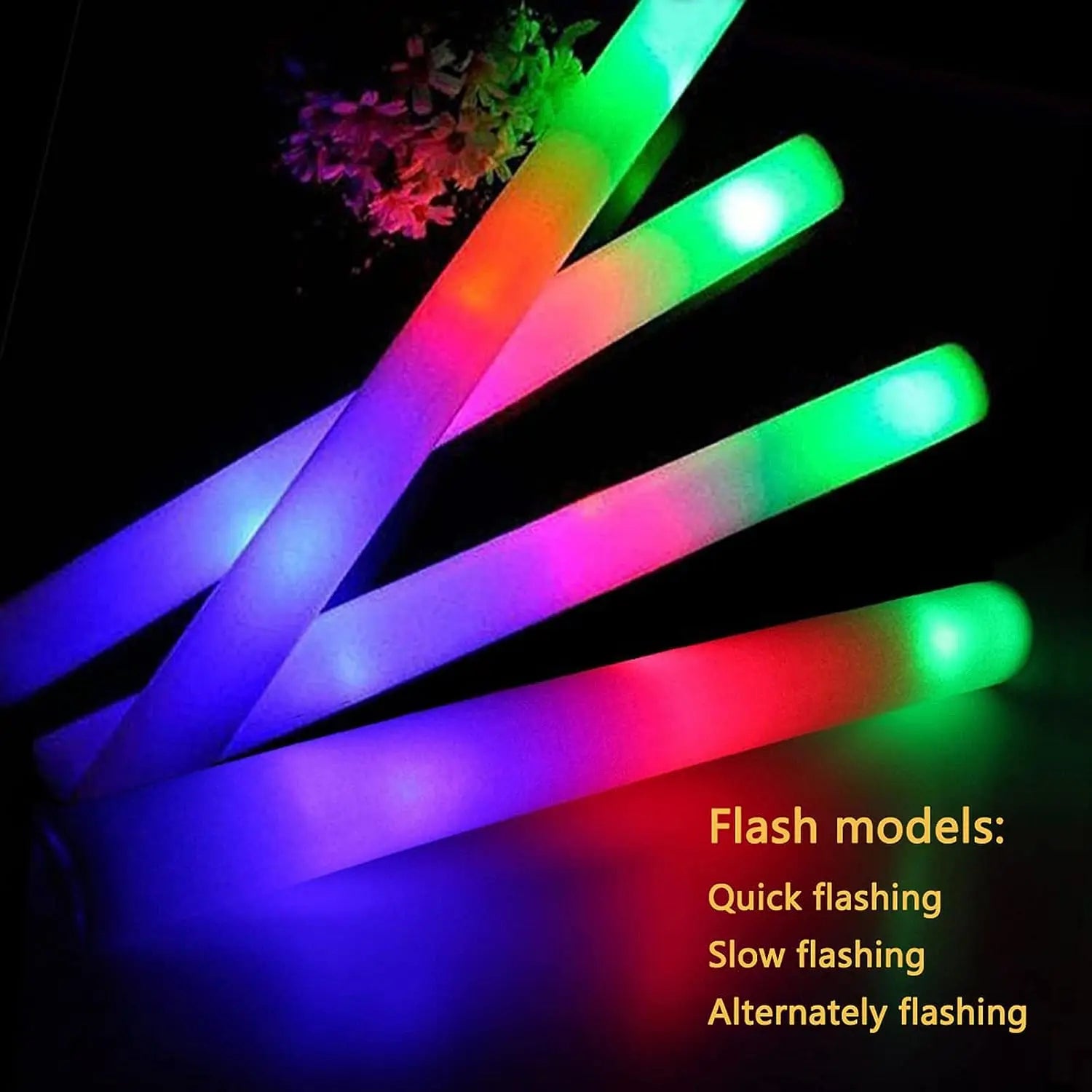 15/20Pcs LED Glow Sticks Bulk Colorful RGB Glow Foam Stick Cheer Tube Dark Light for Xmas Birthday Wedding Party Supplies
