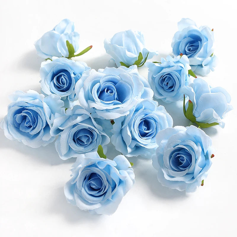 5/10pcs Silk Rose Artificial Flower Head Scrapbooking Home Wedding Wall Decoration Christmas DIY Wreath Candy Box Cake Decor