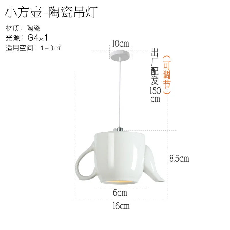 Modern Tea Cup Teapot Hanging Lamp Ceramic Led Pendant Lights Dining Room Kitchen Home Decor Luminaire Lighting Fixtures