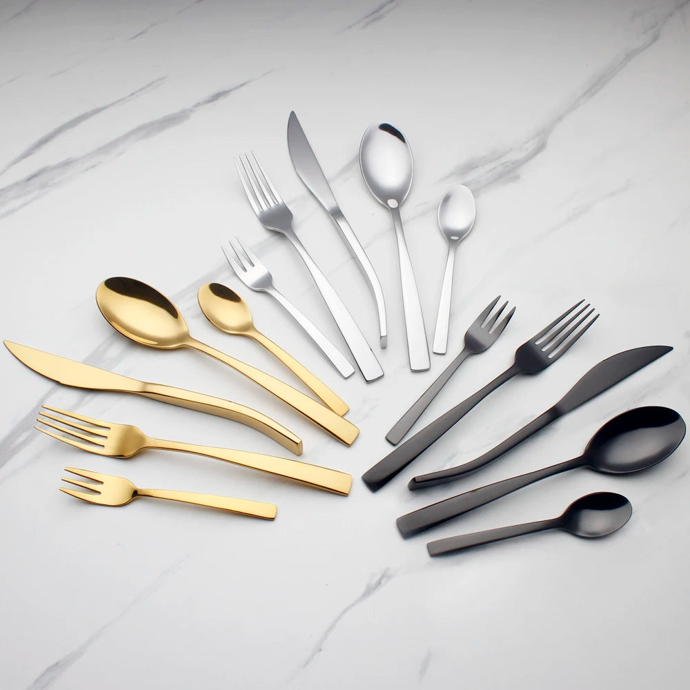 Recommended Top Class Elegant Cutlery 5 In 1 Set Stainless Steel Mirror Polish Delicate Utensils Silverware Dinnerware For Home