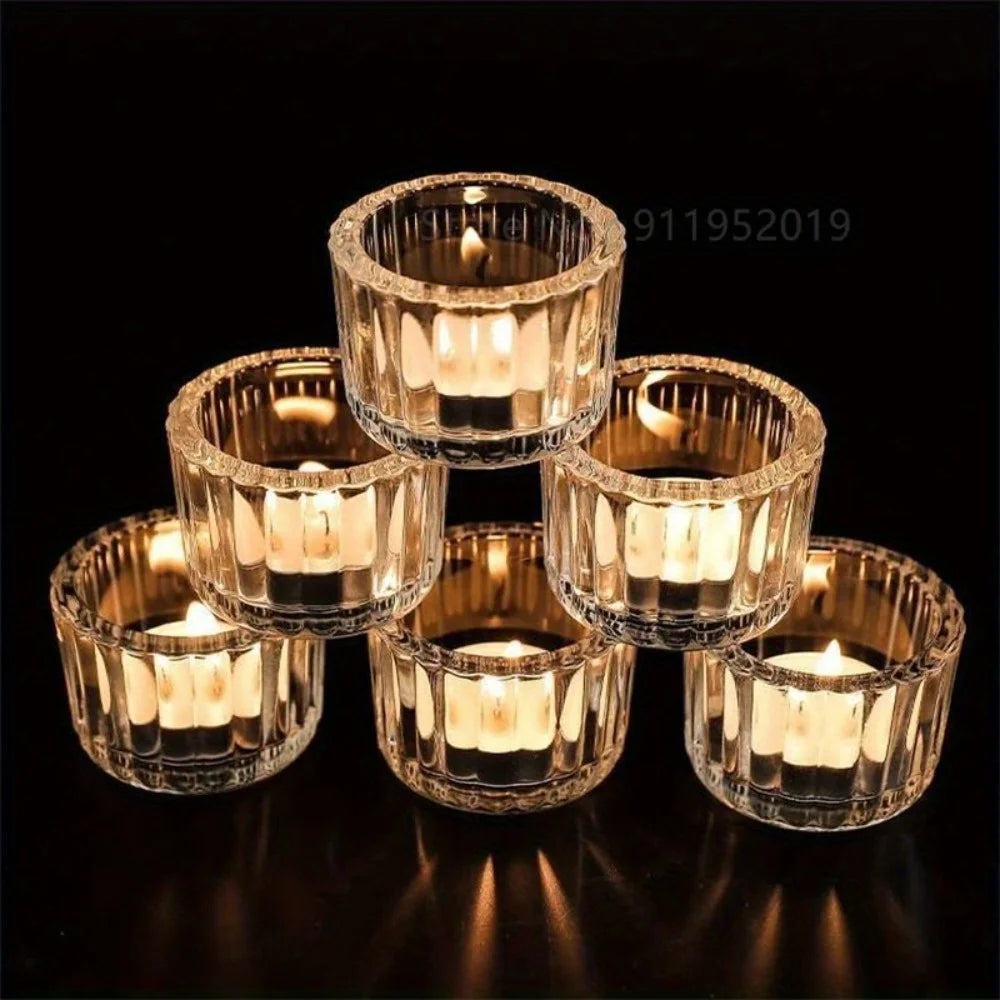1pc Tealight Candle Holders Thick Clear Glass Tea Light Holder Bulk Votive Candle Holders for Wedding Table Decor Candle Holder