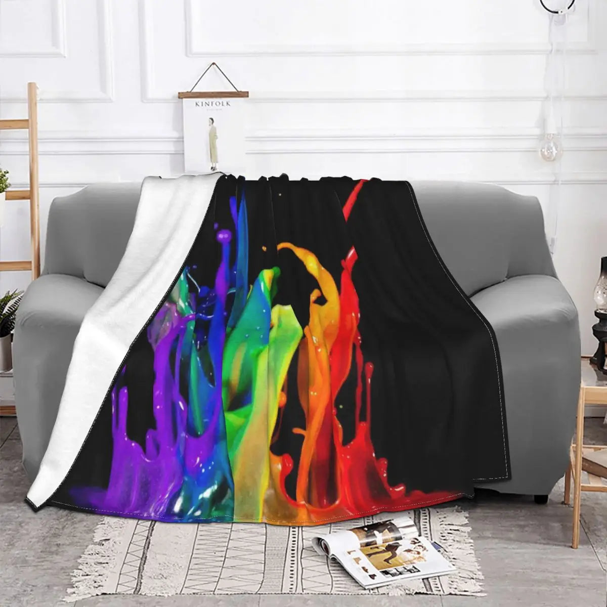 Rainbow Gay Pride Lgbt Blankets Fleece Print Multifunction Soft Throw Blanket for Home Bedroom Plush Thin Quilt