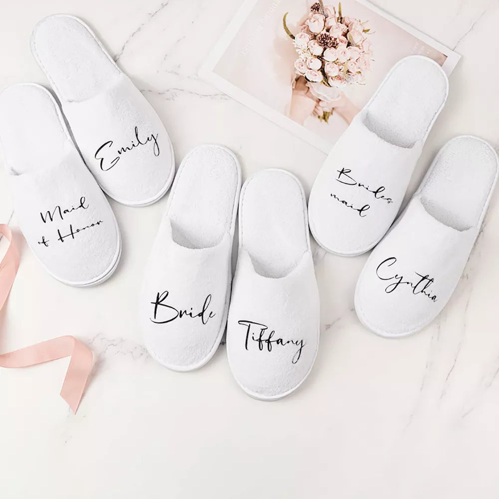 Personalized Wedding Bachelorette Bridal Shower Proposal Party Slippers Bride Bridesmaid Slipper Custom Wedding Gift