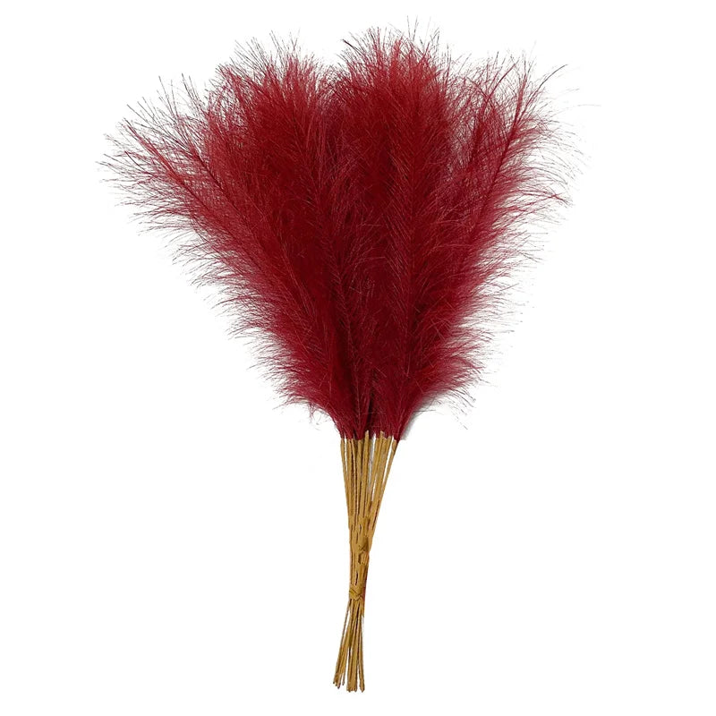 55CM 10PCS Fluffy Pampas Grass Boho Decor Flower Fake Plant Reed Simulated Wedding Party Home Decoration Artificial Flowers