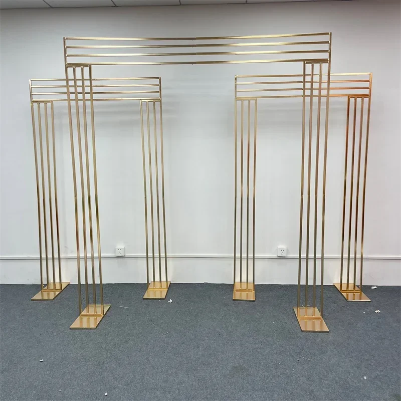 NEW Gold-Plated Wedding Arch, Shiny Gold Flower Stand, Welcome Door Wall Backdrop, Decoration Metal Frame
