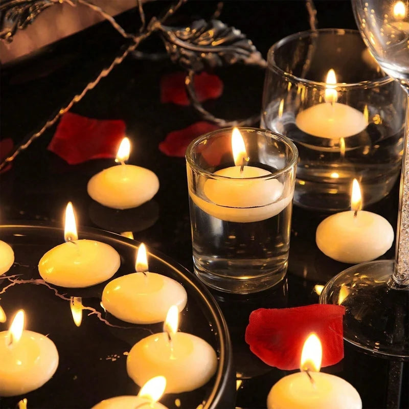 6/10/16Pcs Unscented Discs Candles Floating For Pool Party Wedding Home Bathtub Decor Supplies Romantic Confession Candlelight