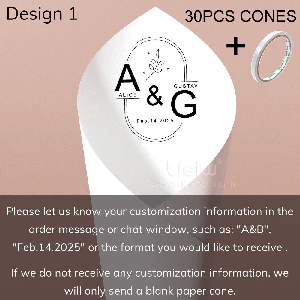 Personalized Wedding Confetti Cones with Names and Date Petal Candy Natural Confetti Customizable for Celebrations Decoration