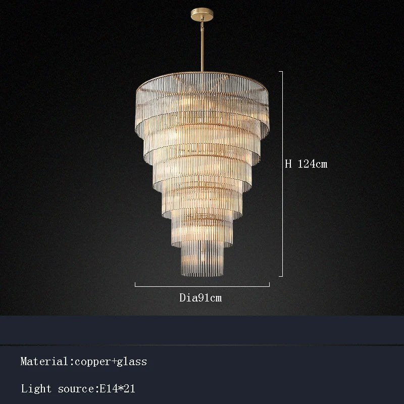 Nordic Luxury Glass Bar Big Ceiling Chandeliers Home Decoration Large Hanging Lamps for Living Room Hotel Lustre Gold