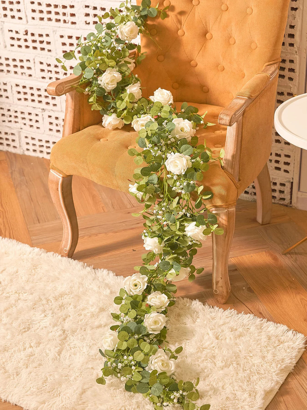 1pc Artificial Eucalyptus Rose Flowers Vine Gypsophila Floral Greenery Garland for Wedding Spring Home Party Craft Table Runner