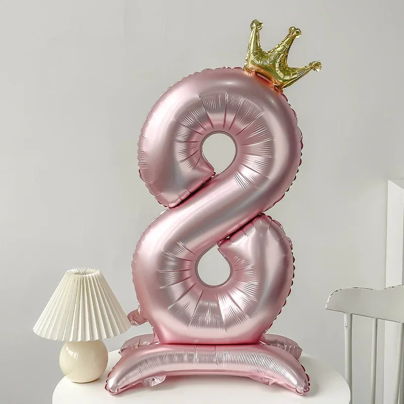 42 inch Pink Standing Crown Digital Girl Birthday Party Anniversary Party Decoration Balloon
