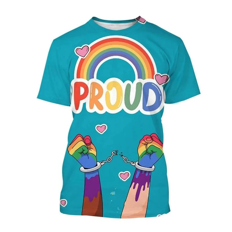 Full Print Happy Pride Day T Shirt For Men Fashion LGBT Graphic Tee Shirts New In Tops & Tees Women Oversized Funny Tshirt Tops