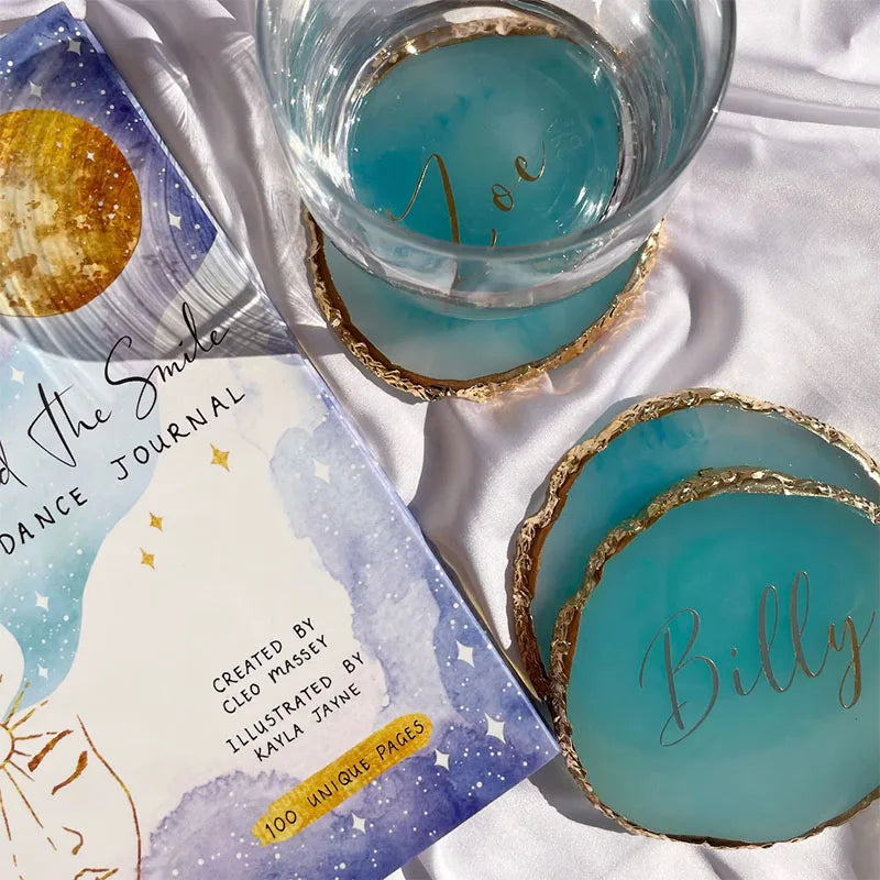 Custom Jewelry Plate Personalized Agate Stone Tray Coasters Holder Nails Art Display Shelf Wedding Birthday Party Bride Gift