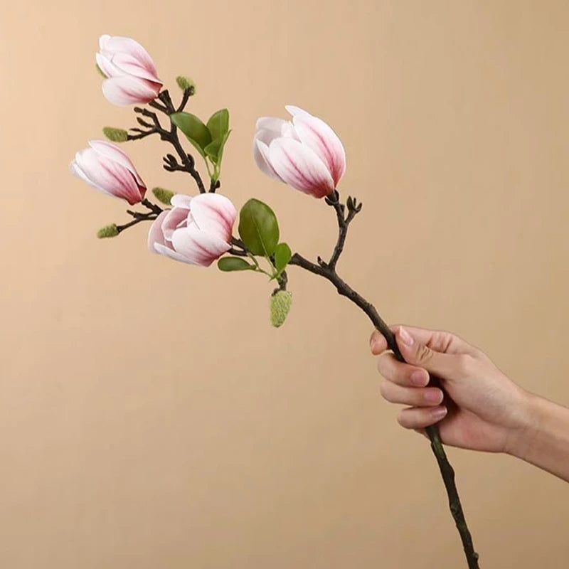 Single branch Artificial Plastic silk Magnolia flowers for Home vase windowsill Wedding Bride Outdoor arch Decoration prop diy