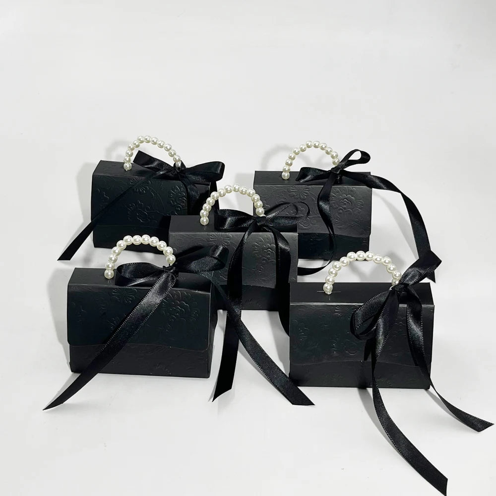 BLACK Portable Gift Box Party Wedding Favor Candy Boxes Baby Shower Gift Bag DIY creative candy box Romantic mariage
