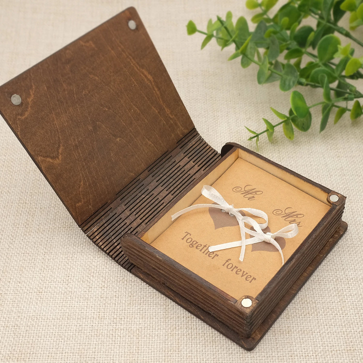 Personalized Wedding Rings Box Custom Wedding Rings Bearer Pillow Rustic Wooden Book Box Engagement Ring Holder Wedding Decor