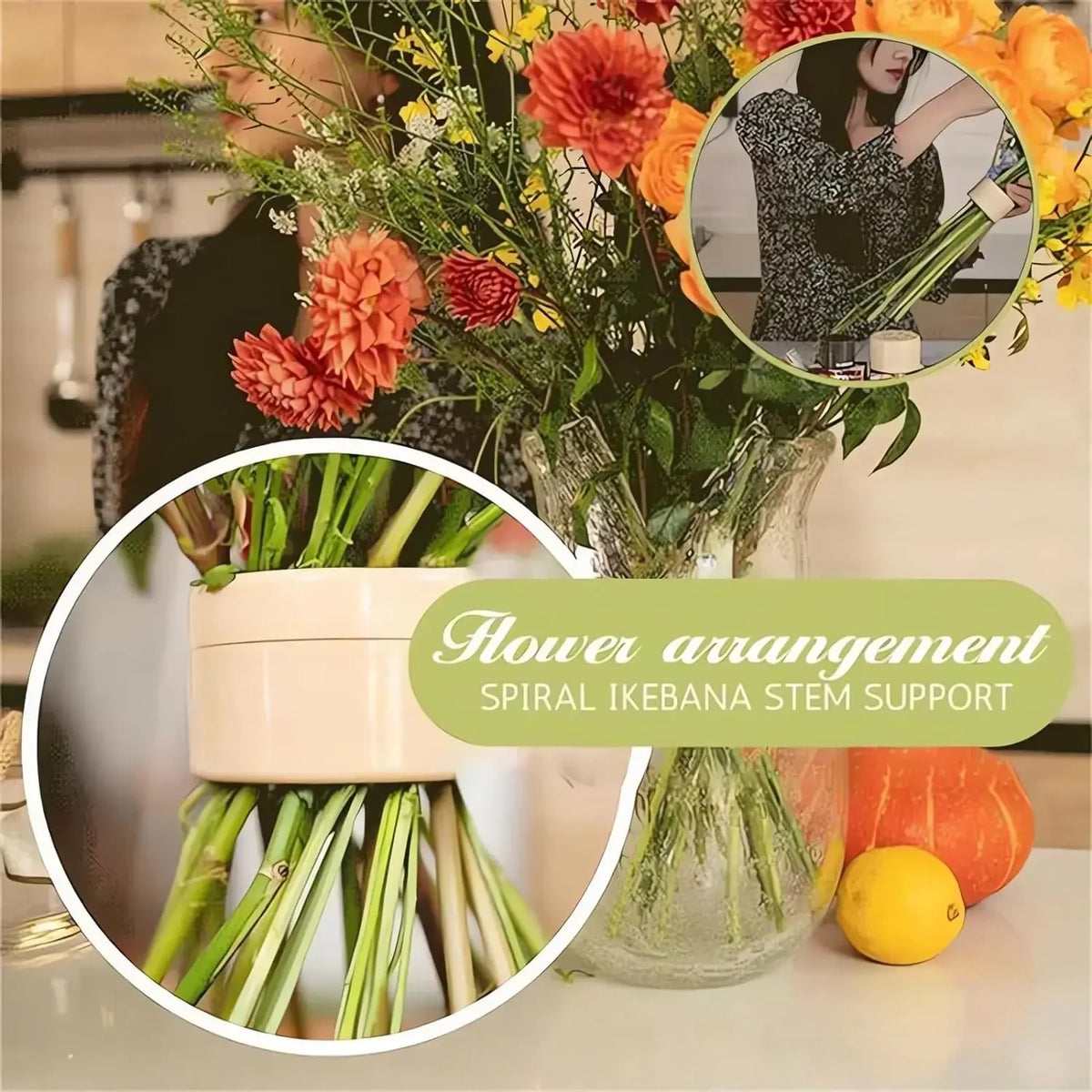 2024 New Spiral Ikebana Stem Holder Spiral Stem Holder for Vases Flower Arrangement Holder for Home and Office Decoration Flower