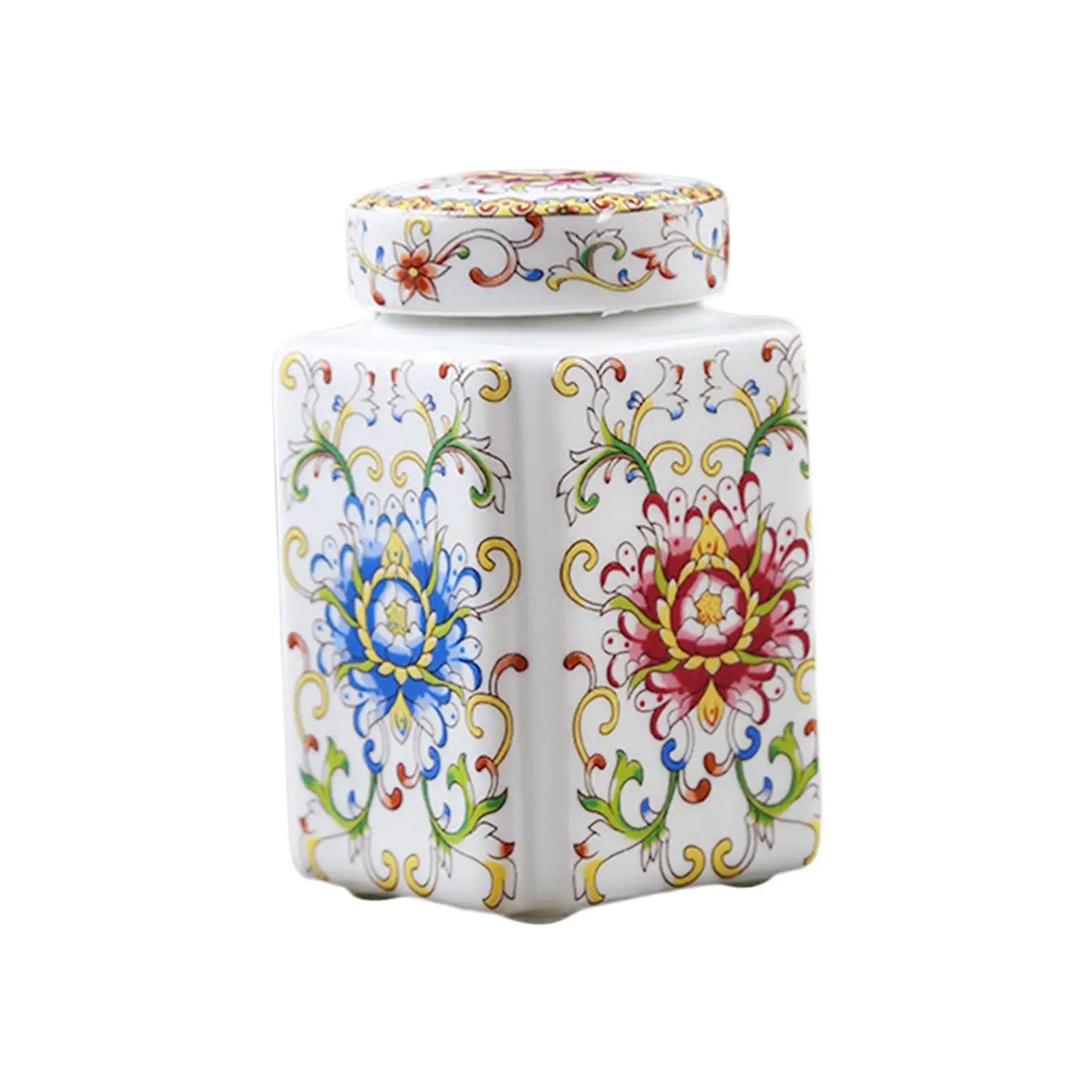 Ceramic Ginger Jar Decorative Ceramic Flower Vase Tea Storage Chinese Porcelain Temple Jar for Home Party Office Desk Decoration