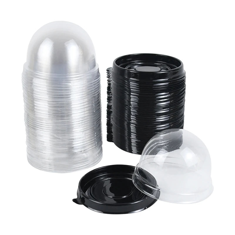 50Pcs Mini Transparent Cake Box Container Muffin Cupcake Dome Pastry Baking Packaging Boxes Wedding Birthday Party Supplies Gift