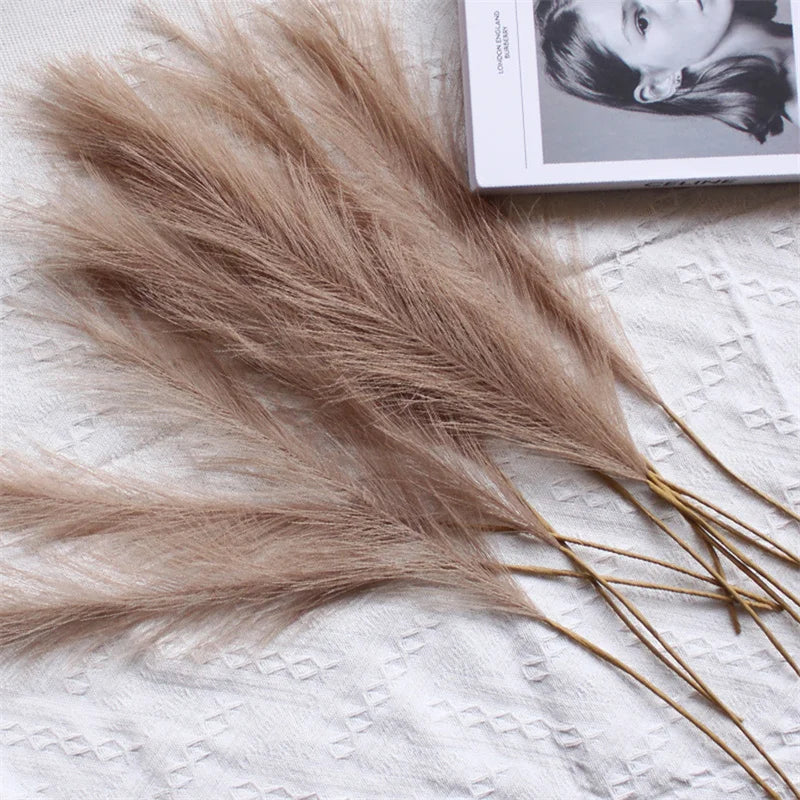 55CM 10PCS Fluffy Pampas Grass Boho Decor Flower Fake Plant Reed Simulated Wedding Party Home Decoration Artificial Flowers