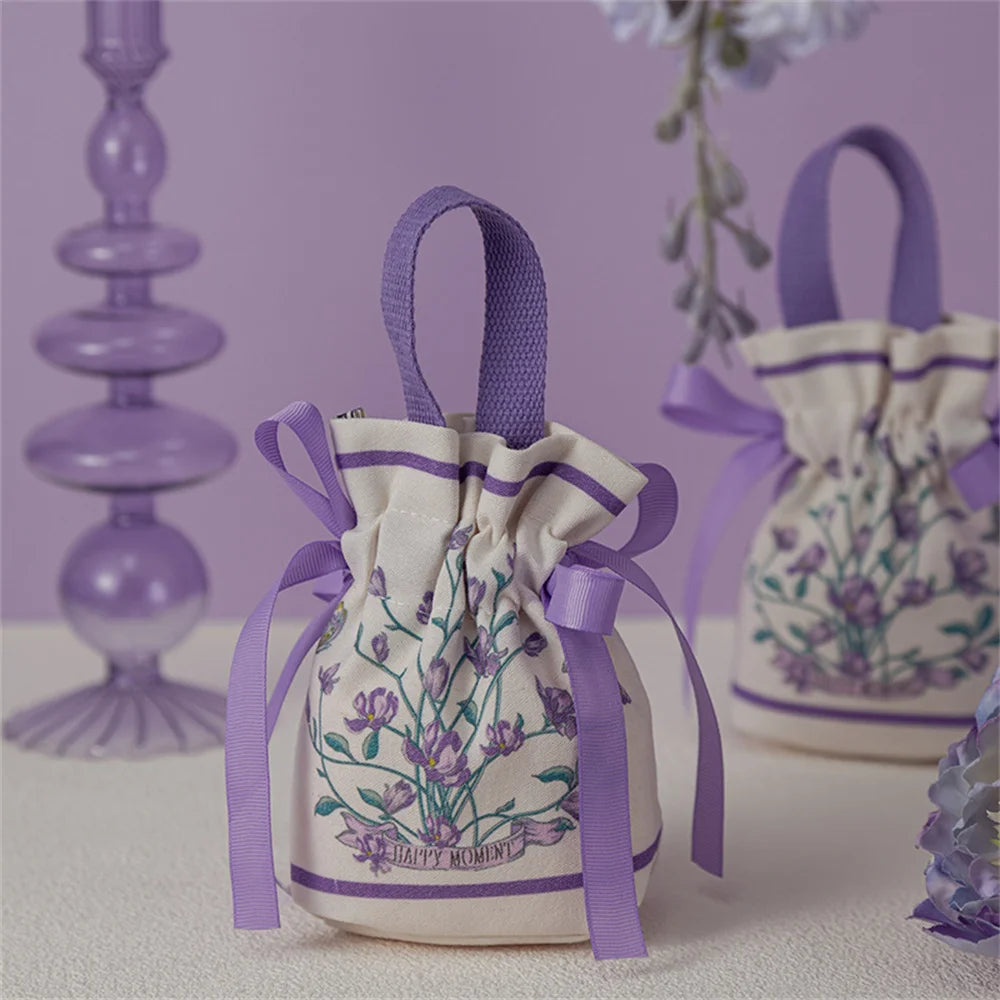 Retro Flower Handheld Candy Bags Wedding Gifts Packing Bags Portable Drawstring Candy Storage Bags Wholesale  New 2024