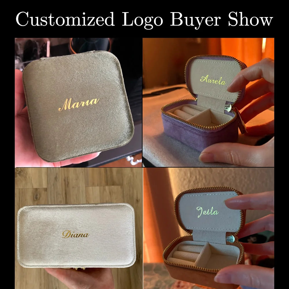 TAIMY Rose Pink Velvet Jewelry Box Business Travel Ring Necklace Jewelry Storage Case Personalized Gift Jewellery Organizer