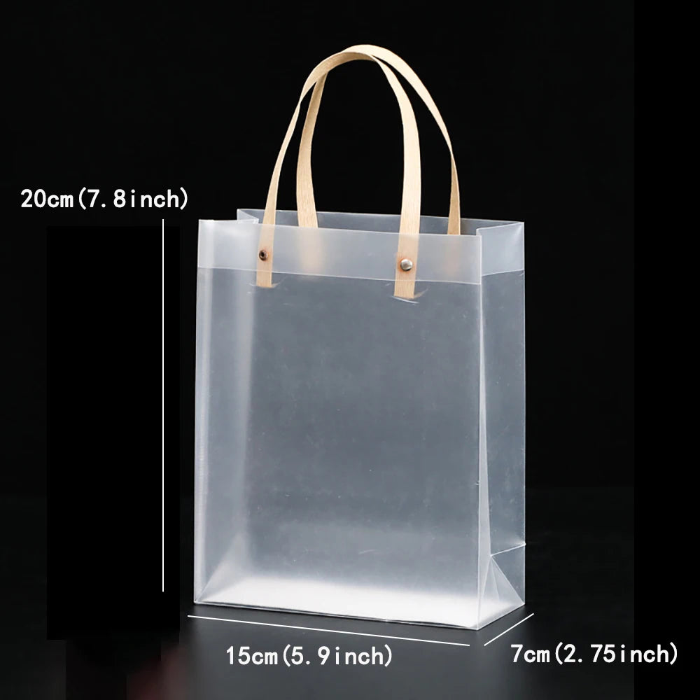 10PCS Frosted Tote Bag PVC Waterproof Transparent Eco-friendly Companion Gift Candy Bag
