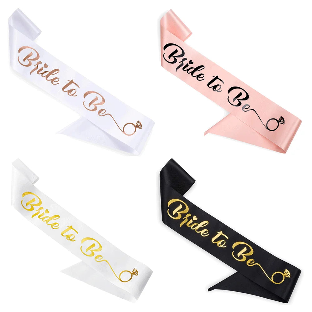 Bride to Be Bachelorette Party Sash with Gold Foil Lettering Bridal Shower Wedding Engagement Team Bride Sash Hen Party Supplies