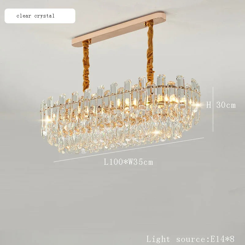 Modern Luxury Ceiling Lamp Smoke Clear Crystal Led Round Lighting for Living Room Bedroom Dining Room Gold Ceiling Chandelier