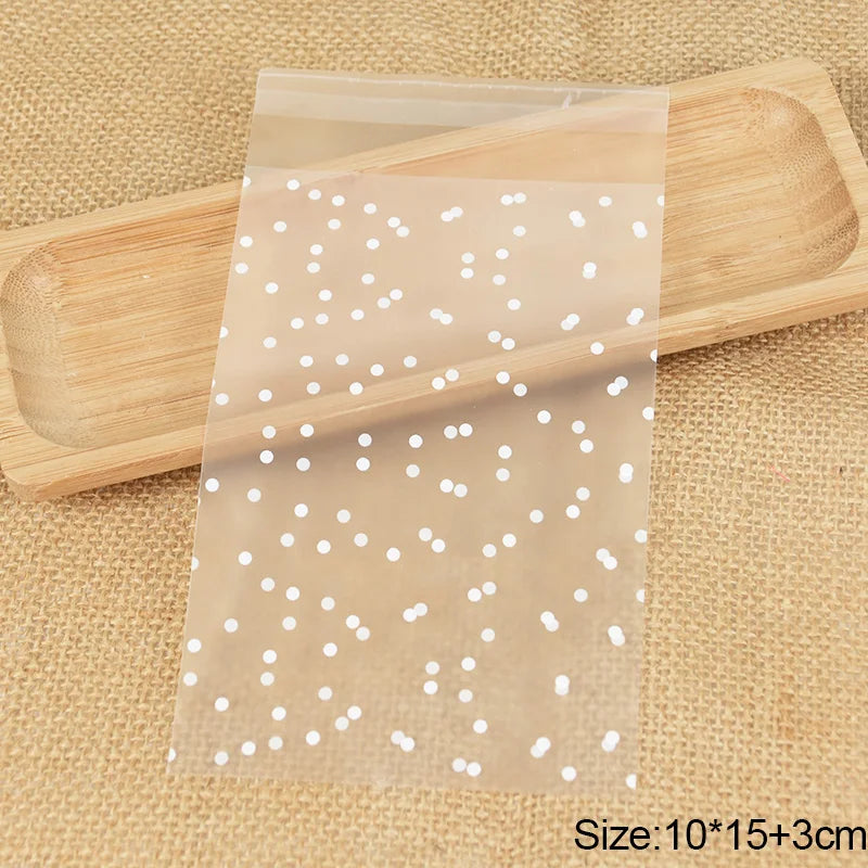 100Pcs Transparent Dot Candy Cookies Self Adhesive Gift Bag Pouches Wedding Brithday Gifts Packaging Bags Biscuits DIY Baking