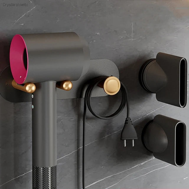 Bathroom Hairdryer Holder Black Gold Storage Rack Wall Mounted  Dryer and Hair Curler Shelf For Dyson Supersonic Hair Dryer Rack