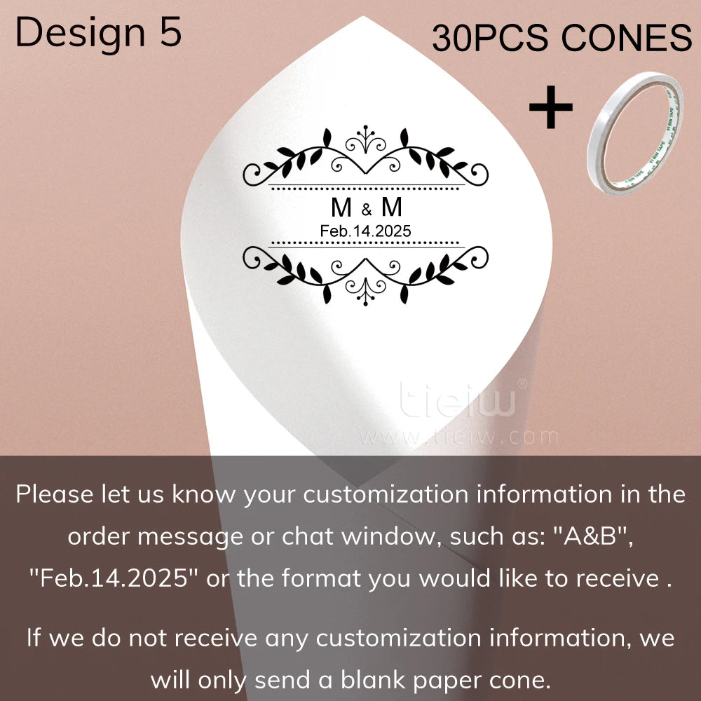 Personalized Wedding Confetti Cones with Names and Date Petal Candy Natural Confetti Customizable for Celebrations Decoration