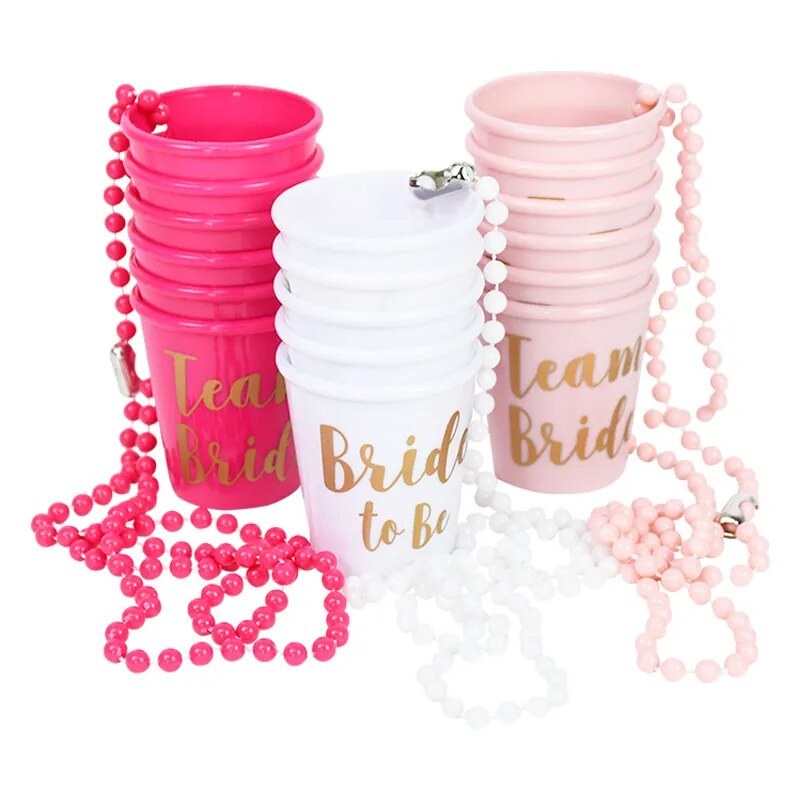 Bachelorette Party Team Bride To Be Cup Plastic Shot Glasses Necklace Beads Accessories Wedding Bridal Shower Hen Party Decor