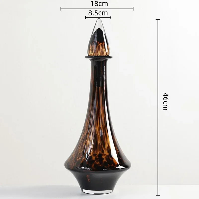 Glass Vase Transparent Leopard Print Flower Vase Glassware with Lid Floral Arrangement Accessories Terrarium Home Decoration