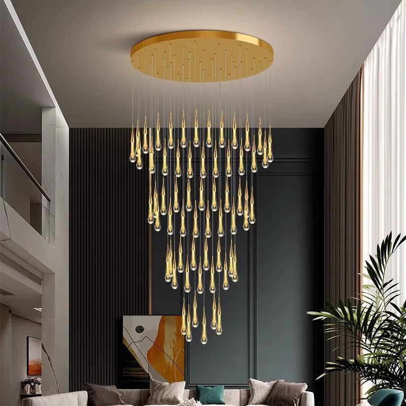 2024 New Modern LED Crystal Chandelier Lustre Restaurant Bar compound Stair Light Living Room Bedroom Lighting Art Lighting