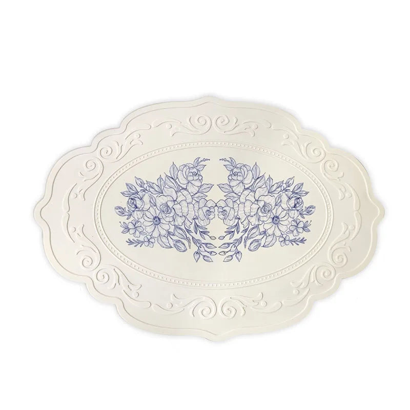 Silicone Carved Dining Mat Retro Pattern Table Mat Floral Placemat for Dining Table Kitchen Coffee Pad Tableware Mats Waterproof