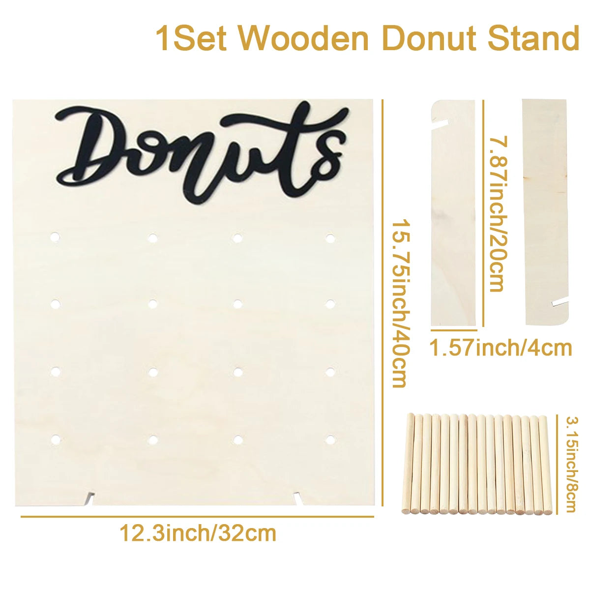 Donut Wall Holder Stand Sweet Cart Rustic Wedding Table Decor Donut Board  Birthday Party Candy Bar Baby Shower Donut Party