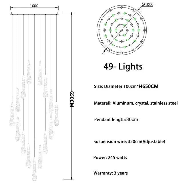 2024 New Modern LED Crystal Chandelier Lustre Restaurant Bar compound Stair Light Living Room Bedroom Lighting Art Lighting